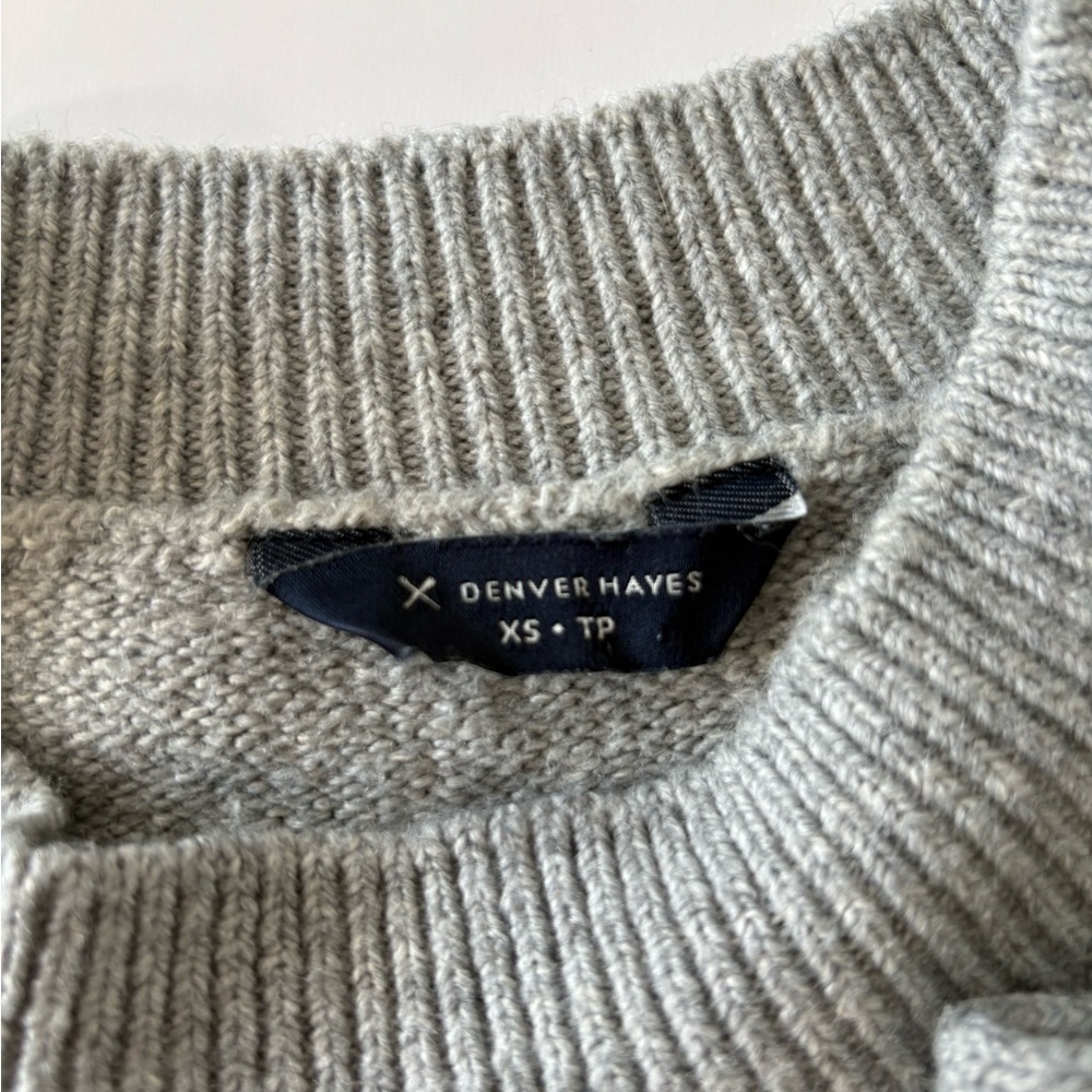 Denver Hayes Striped Ribbed Crewneck Sweater Grey Green XS - Picture 8 of 9